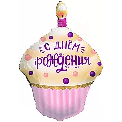 Шар Фигура Кекс на День Рождения Розовый